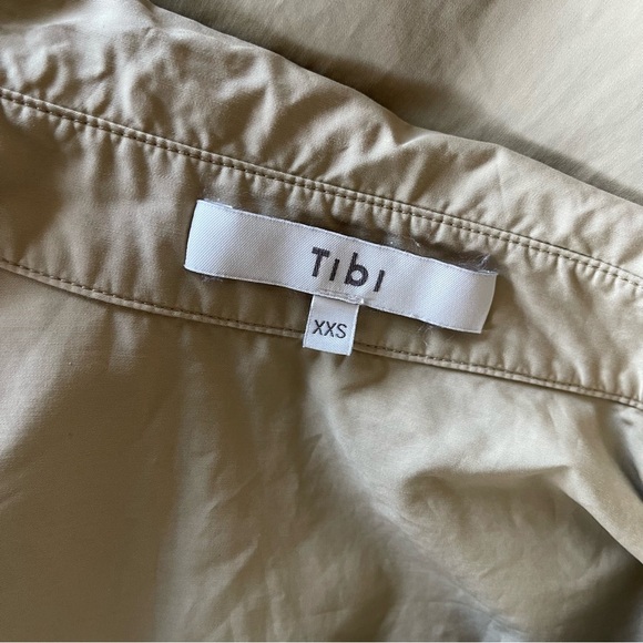 Tibi Eco Poplin Shirt Dress Clay Tan XXS | Organic Cotton Midi Button Front - Picture 10 of 11
